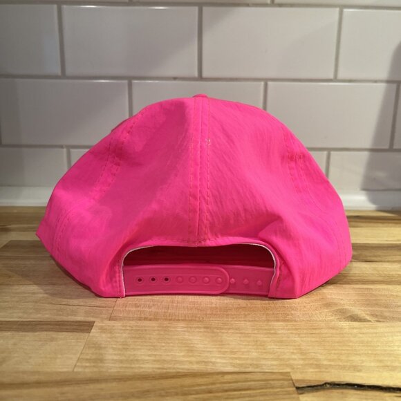 VTG Maytag Logo Snapback Hat Cap Neon Pink Cord Detail Promo Nylon - Picture 5 of 9